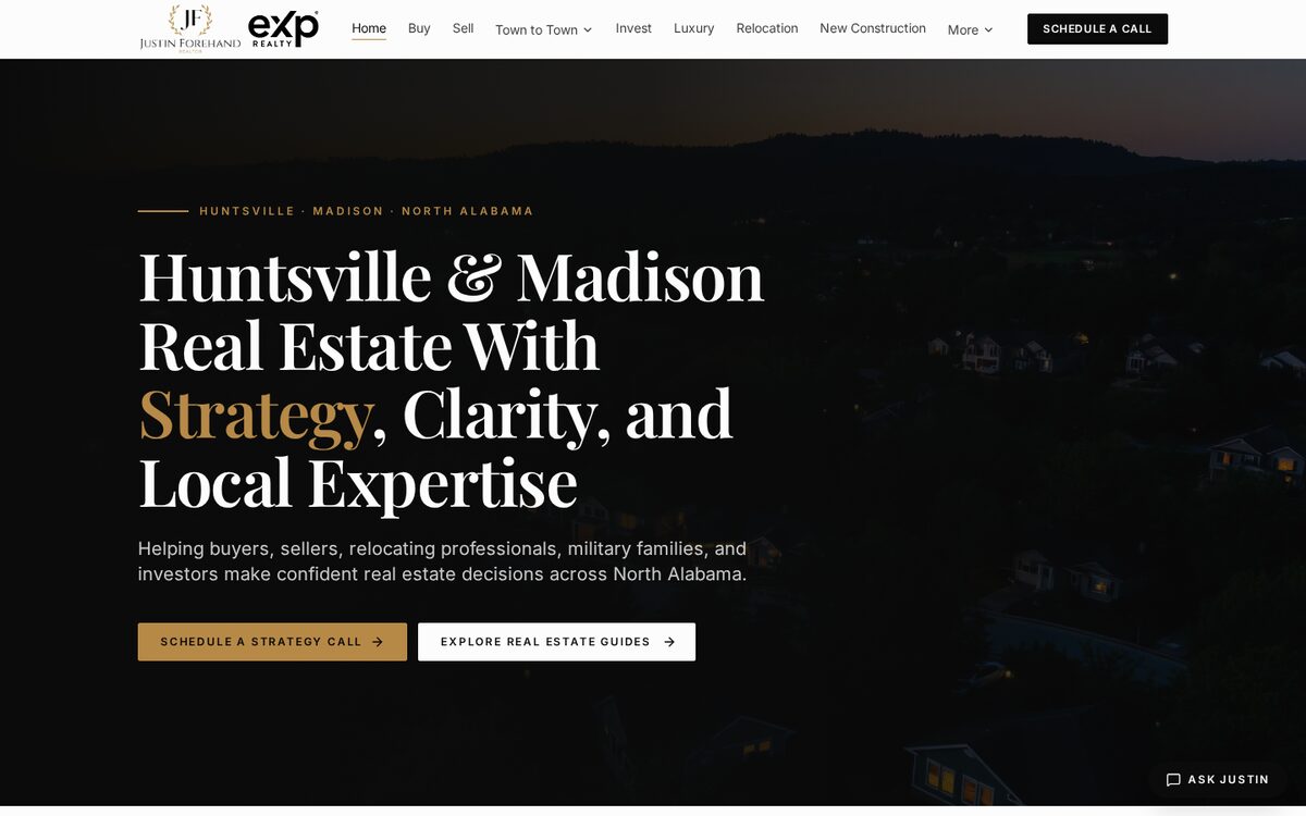 Homepage of Justin Forehand Real Estate